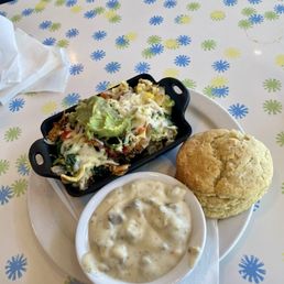 Yard Work Skillet with a Sausage Gravy Biscuit Yard Work Skillet with a Sausage Gravy Biscuit