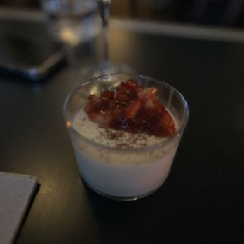 St. Jardim - Strawberry Panna Cotta - New American Near Me - New York, New York St. Jardim - Strawberry Panna Cotta - New American Near Me - New York, New York