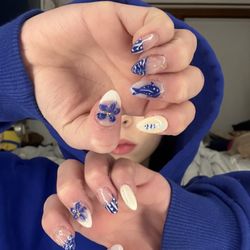Helen's Nail Salon - Dip powder nail set with design and accessories