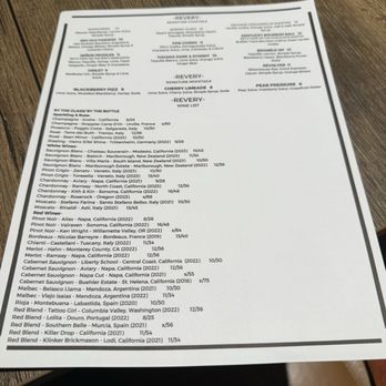 Revery - Drink menu - Bars Near Me - Bloomington, Illinois