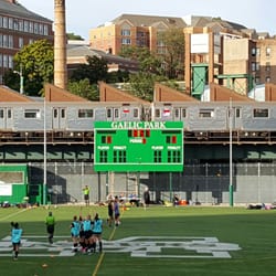 Gaelic Park - Soccer pitch sited near tracks. NYU women's and men's team home field.