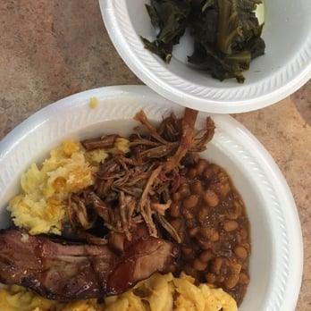 Henri's Hotts Barbeque - Corn pudding, mac and cheese, baked beans, pulled pork, a rib, and some collard greens. - Barbeque Near Me - Hammonton, New Jersey Henri's Hotts Barbeque - Corn pudding, mac and cheese, baked beans, pulled pork, a rib, and some collard greens. - Barbeque Near Me - Hammonton, New Jersey