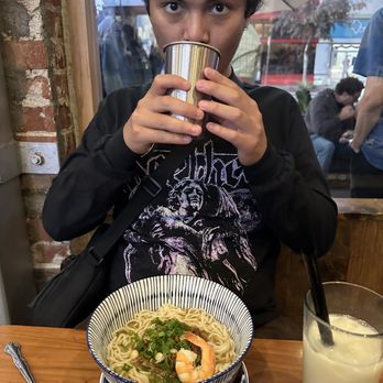 Joy - Slack Season Noodles with Iced Tea with Boba on the drink - Taiwanese Near Me - Los Angeles, California