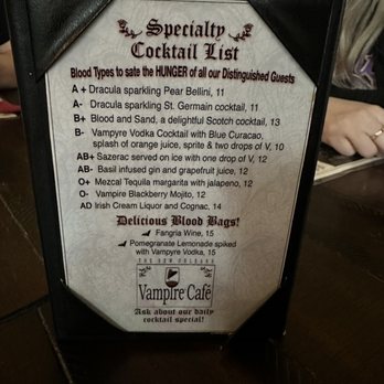 Vampire Cafe - Specialty cocktail list - Cafes Near Me - New Orleans, Louisiana