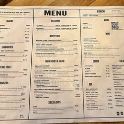 Doctors' Bar - Menu as of October 2024