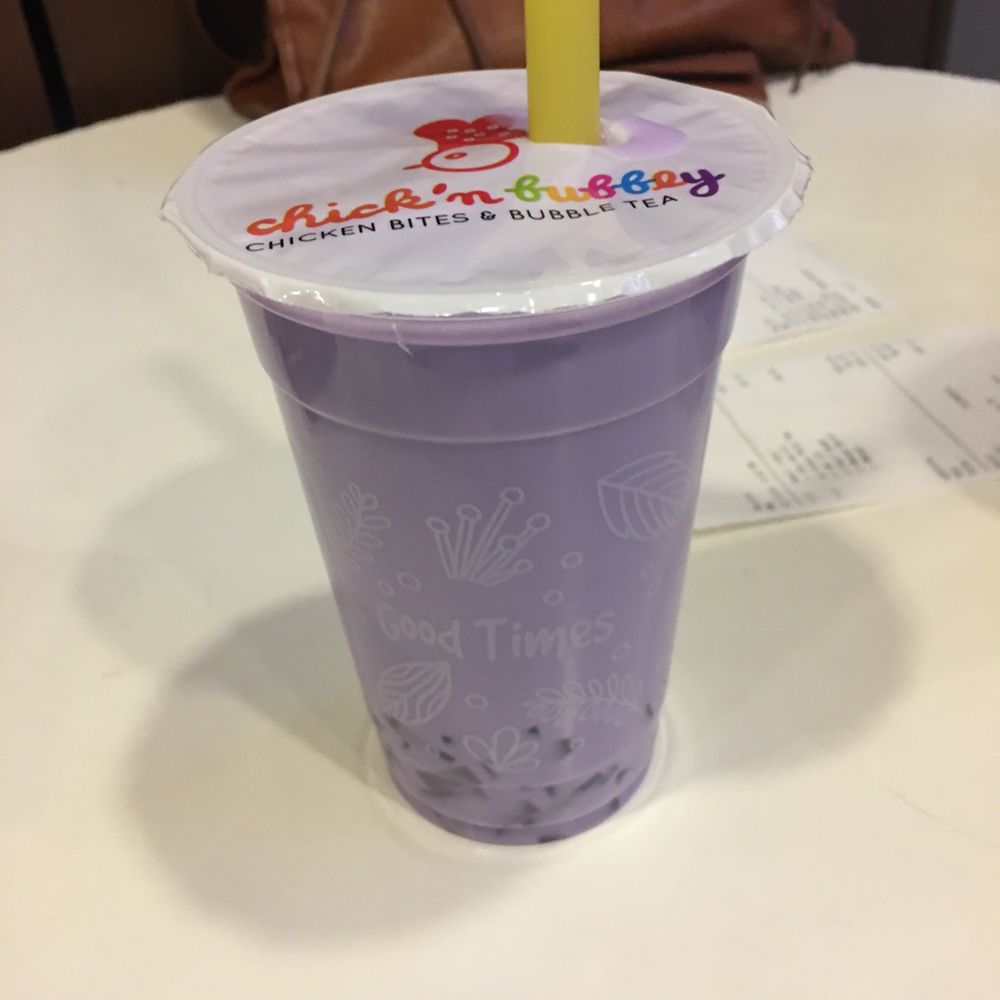 Chick'n Bubbly - Small taro milk tea with lychee jelly - Korean Near Me - Pittsburgh, Pennsylvania Chick'n Bubbly - Small taro milk tea with lychee jelly - Korean Near Me - Pittsburgh, Pennsylvania