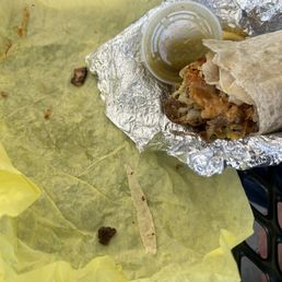 Bacon bits I pulled out of the burrito, still she claimed there was none.