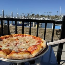 Cheese pizza with a view