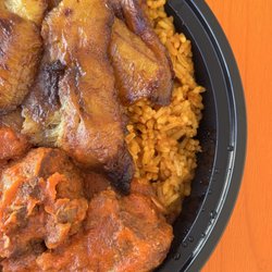 Naija Cuisine - Chicken, Jollof rice, and plantains