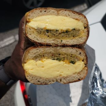 Jax Bread - Sausage, Egg & Cheese on an Asiago Bagel. - Bakeries Near Me - Jacksonville, Florida