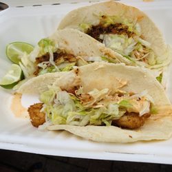 1 shrimp taco, 2 chicken mole tacos
