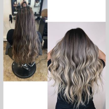 New Light Hair Salon - Before and after , ombré/ bayalage ashy ( not orange) blonde with smooth transitions. - Hair Salons Near Me - Brooklyn, New York New Light Hair Salon - Before and after , ombré/ bayalage ashy ( not orange) blonde with smooth transitions. - Hair Salons Near Me - Brooklyn, New York