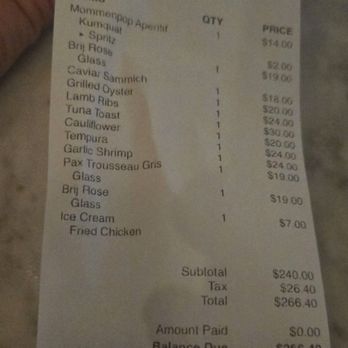 Chubby Fish - Receipt 4/23/24 - Seafood Near Me - Charleston, South Carolina