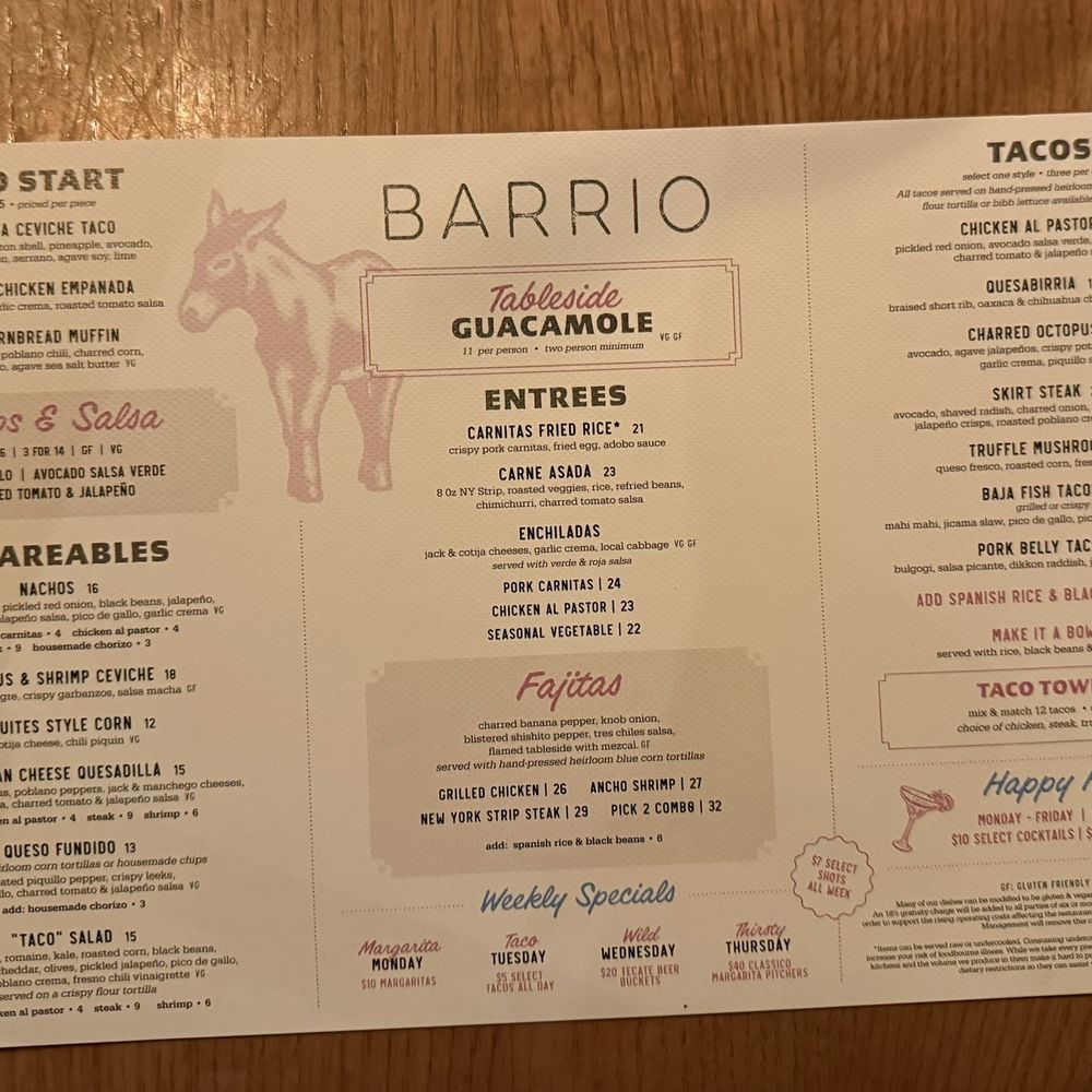 Barrio - Menu - Mexican Near Me - Chicago, Illinois
