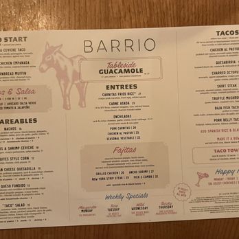 Barrio - Menu - Mexican Near Me - Chicago, Illinois