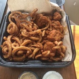 Buffalo boneless wings. Side of Santa Fe sauce.