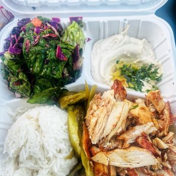 Zait & Zaatar - Chicken Shawarma Plate: Marinated chicken, hummus, salad, rice, pickles. garlic toum/chili sambal . - Mediterranean Near Me - Anaheim, California Zait & Zaatar - Chicken Shawarma Plate: Marinated chicken, hummus, salad, rice, pickles. garlic toum/chili sambal . - Mediterranean Near Me - Anaheim, California