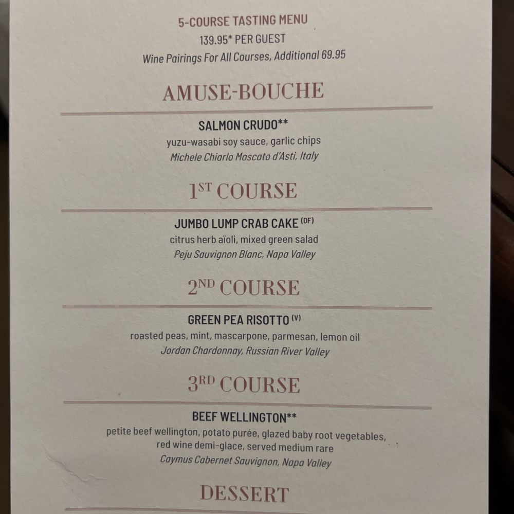 Ramsay's Kitchen - Course menu. - New American Near Me - Las Vegas, Nevada