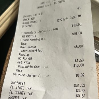 San Gines Beach - Over charging and automatic tip they do not tell you about - Coffee Roasteries Near Me - Miami Beach, Florida San Gines Beach - Over charging and automatic tip they do not tell you about - Coffee Roasteries Near Me - Miami Beach, Florida
