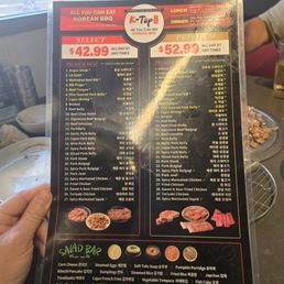 Menu price choice Menu price choice
