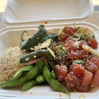 Jus' Poke - Shoyu Poke and Hawaiian poke and regular edamame and cucumber salad - Hawaiian Near Me - Redondo Beach, California