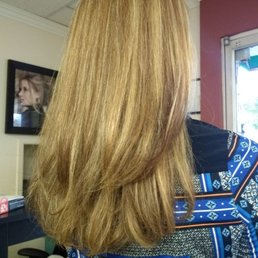 I went in with tangled, frizzy hair and came out with smooth and shiny blown out locks! I went in with tangled, frizzy hair and came out with smooth and shiny blown out locks!