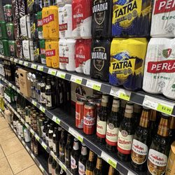 Brookhaven Market - Great, eclectic international selection beers/ales and wines.
