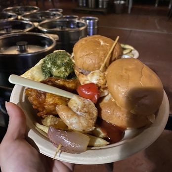 Line 51 Brewing - Plate of food from the buffet - Breweries Near Me - Oakland, California