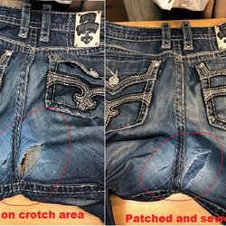 Grand Blanc Cleaners - Patched hole on jeans.