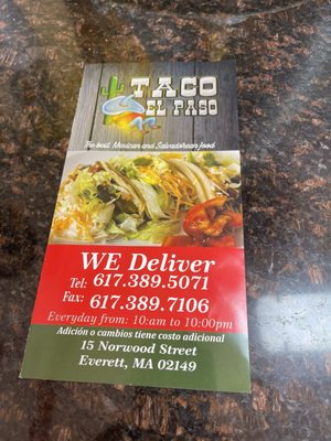 Menu photo 1 Taco El Paso Everett, MA