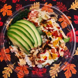 Check out this salmon poke bowl I got!