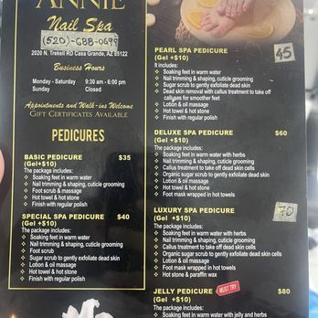 Annie Nails & Spa - Menu - Nail Salons Near Me - Casa Grande, Arizona