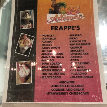 Frappe El Artesano - Frape menu - Food Trucks Near Me - Tampa, Florida Frappe El Artesano - Frape menu - Food Trucks Near Me - Tampa, Florida