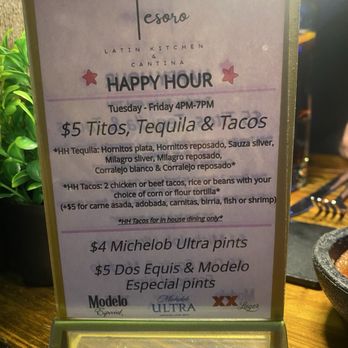 Tesoro Latin Kitchen & Cantina - Happy Hour - Latin American Near Me - Tucson, Arizona