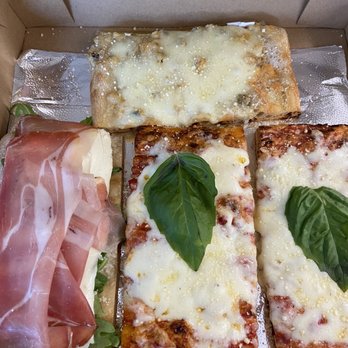 Casa Roma Pizza al Taglio - Four cheeses/ 2 margaritas and a slice of tirolo with prosciutto. - Pizza Near Me - Miami, Florida