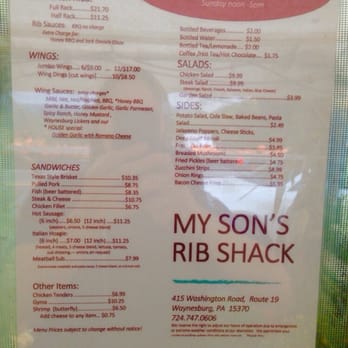 My Sons Rib Shack - Barbeque Near Me - Waynesburg, Pennsylvania