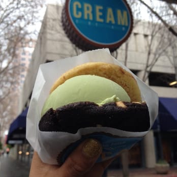 CREAM - Double chocolate chip and snicker doodle cookie sandwich with green tea ice cream. Yum! - Ice Cream & Frozen Yogurt Near Me - San Jose, California CREAM - Double chocolate chip and snicker doodle cookie sandwich with green tea ice cream. Yum! - Ice Cream & Frozen Yogurt Near Me - San Jose, California