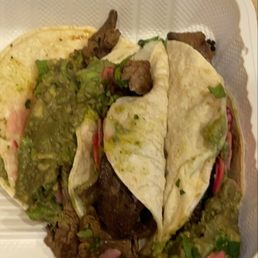 Build your own 3 tacos with brown guacamole