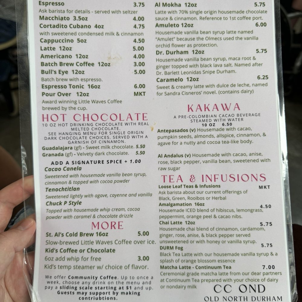 Cocoa Cinnamon - Menu - Coffee & Tea Near Me - Durham, North Carolina