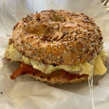 Joyful Noise Coffee - Everything bagel breakfast sandwich with pepper jack - Coffee & Tea Near Me - Menifee, California