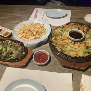 Danawa - Gizzard stir fry, french fries, seafood pancake! - Asian Fusion Near Me - Santa Clara, California