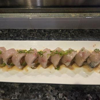 Kin Sushi - Destiny roll salmon avo and topped with yellowtail. - Sushi Bars Near Me - Laguna Hills, California Kin Sushi - Destiny roll salmon avo and topped with yellowtail. - Sushi Bars Near Me - Laguna Hills, California