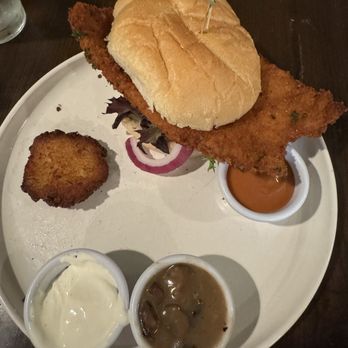 The Rathskeller - The Main Street schnitzel on a Kaiser roll. - German Near Me - Elkridge, Maryland
