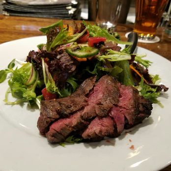 Field Goods Kitchen - Green salad (yum!) with hanger steak (meh). - Butcher Near Me - Santa Fe, New Mexico
