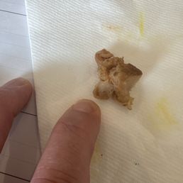 Big chunk of fatty gristle. Big chunk of fatty gristle.