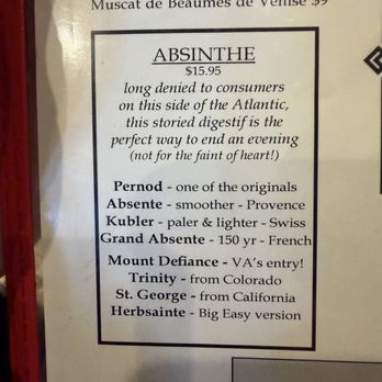 Blue Talon Bistro - Absinthe menu - French Near Me - Williamsburg, Virginia Blue Talon Bistro - Absinthe menu - French Near Me - Williamsburg, Virginia