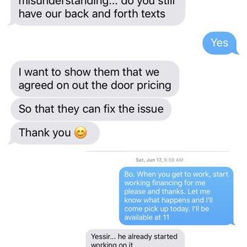 Bill Estes Chevrolet - text my salesman BO sent to me, turns out they didn't do taxes with the deal.  So I'm out a bigger down payment as well as 1500 in taxes. - Auto Repair Near Me - Indianapolis, Indiana