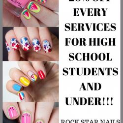 Rockstar Nails - 20% Off every Services for High School and Under!!!       Call us to make appointment: (603) 580-2804