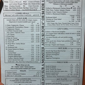 Lou's Giant Subs - Menu - Sandwiches Near Me - Pompano Beach, Florida Lou's Giant Subs - Menu - Sandwiches Near Me - Pompano Beach, Florida