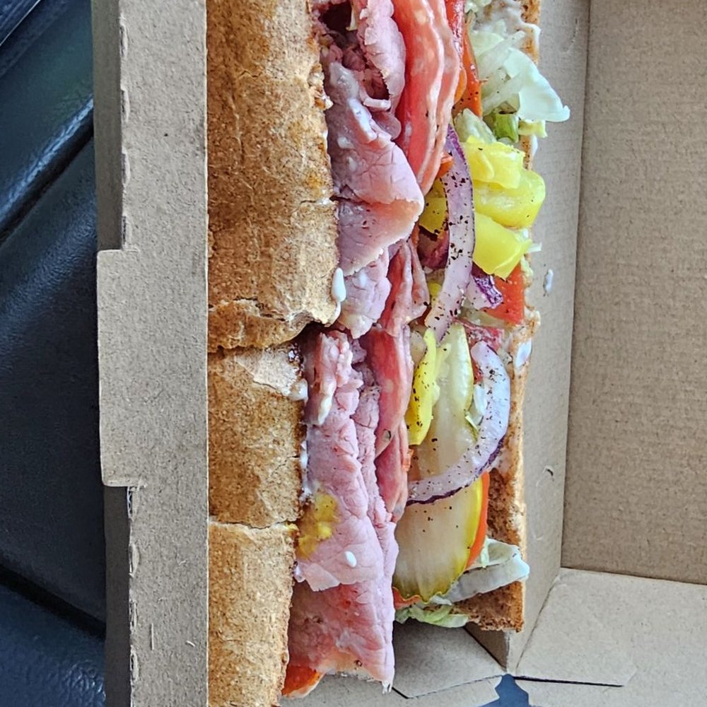 Italian sandwich. Pepperoni, salami, and ham